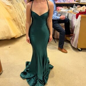 Elegant Green Satin Gown